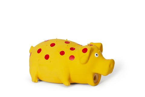 BüD'z Latex Spotted Pig Squeaker Yellow Dog Toy
