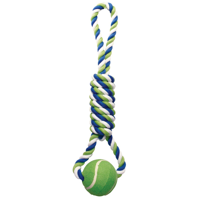 Dogit Knotted Rope Spiral Tug w/ Tennis Ball Dog Toy