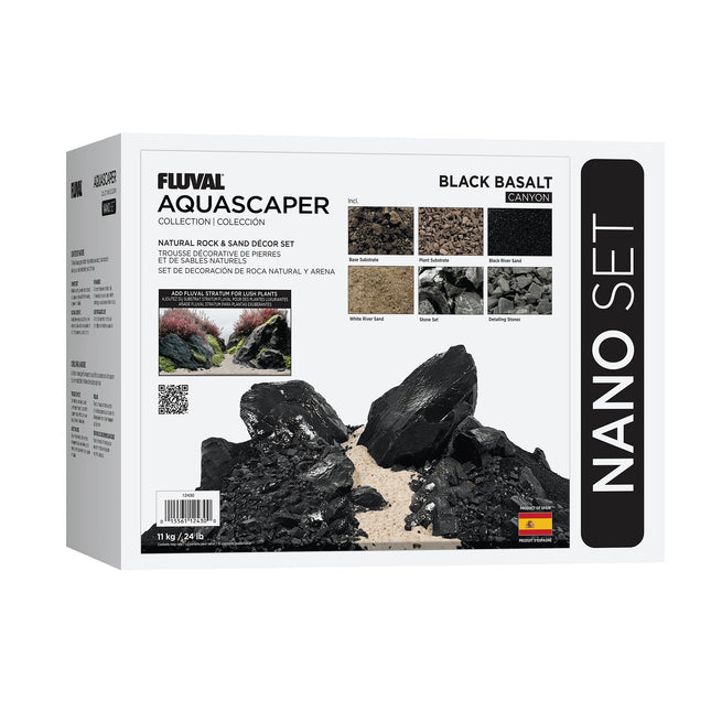 Fluval Black Basalt Aquascaper Natural Rock & Sand Décor - Nano Set - 11 kg (24 lb)