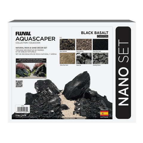Fluval Black Basalt Aquascaper Natural Rock & Sand Décor - Nano Set - 11 kg (24 lb)