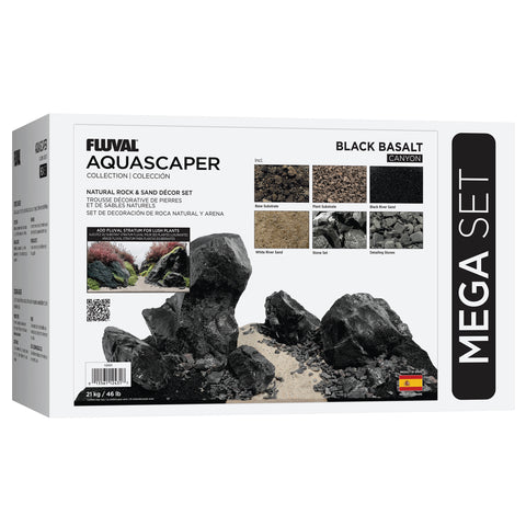 Fluval Black Basalt Aquascaper Natural Rock & Sand Décor - Mega Set - 21 kg (46 lb)