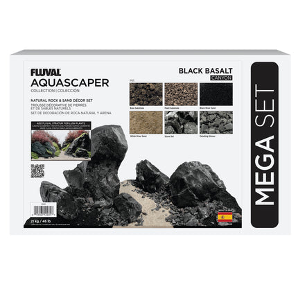 Fluval Black Basalt Aquascaper Natural Rock & Sand Décor - Mega Set - 21 kg (46 lb)