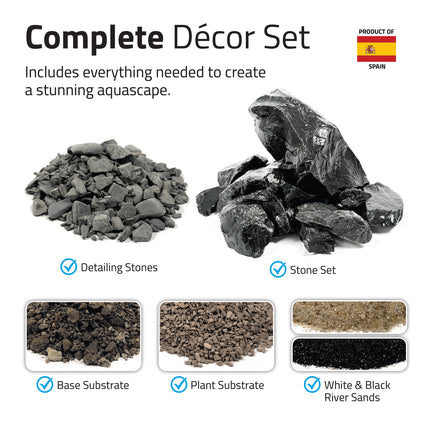 Fluval Black Basalt Aquascaper Natural Rock & Sand Décor - Mega Set - 21 kg (46 lb)
