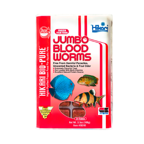 Hikari Frozen Jumbo Blood Worms - Cubes 3.5 oz